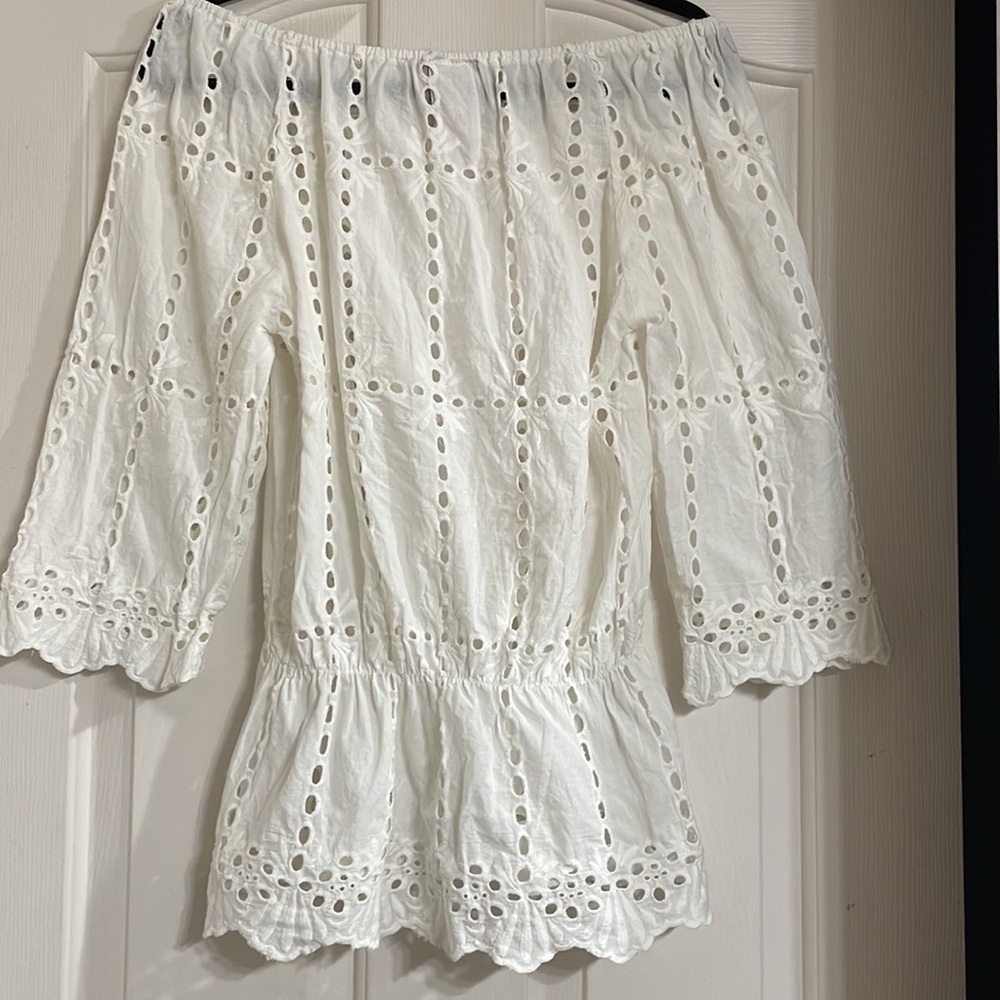 Rachel Rose White Eyelet Top Size Small